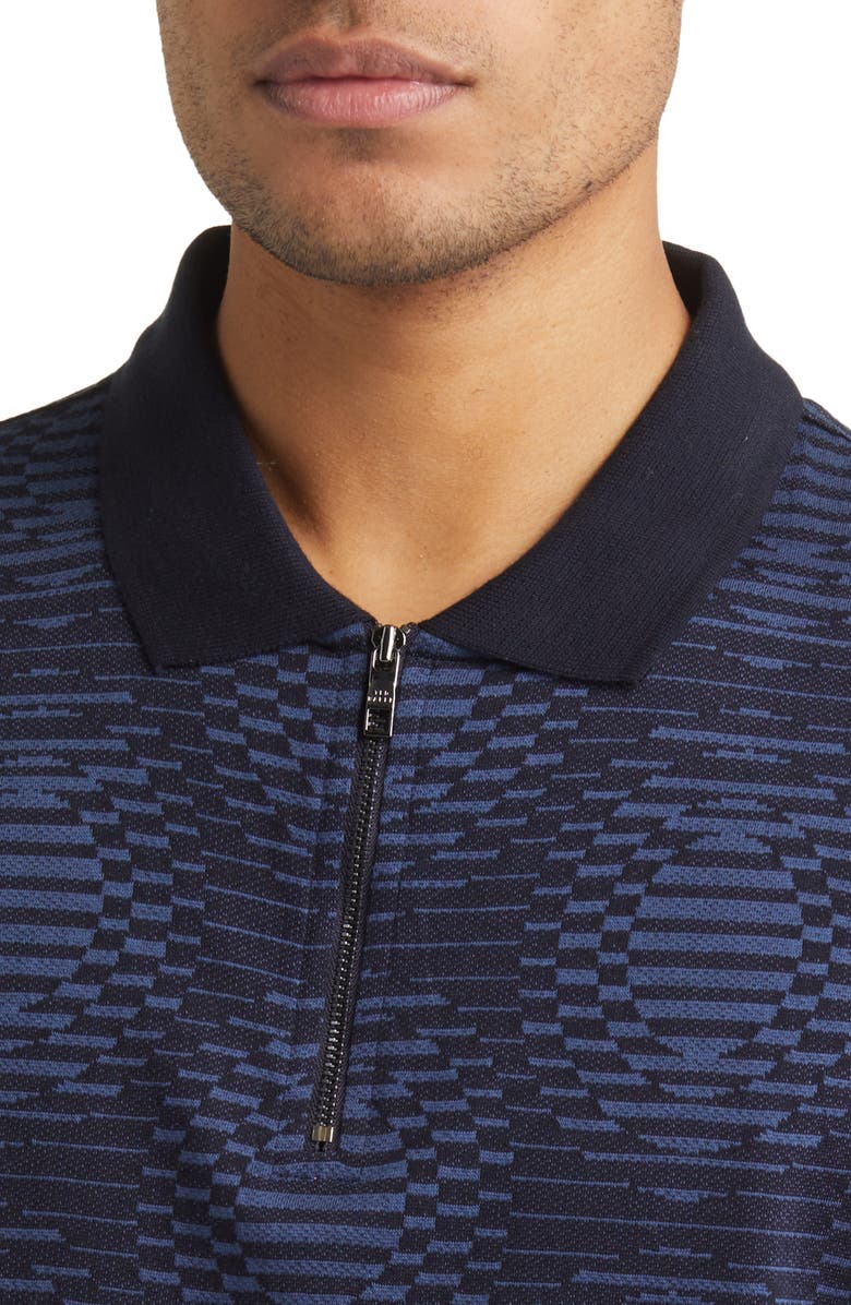 Ted Baker London Distorted Spot Quarter Zip Jacquard Polo, Alternate, color, 