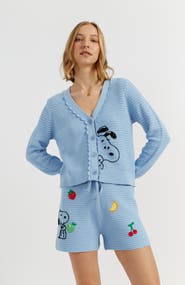Chinti & Parker Cotton Snoopy Crochet Peekabo Cardigan