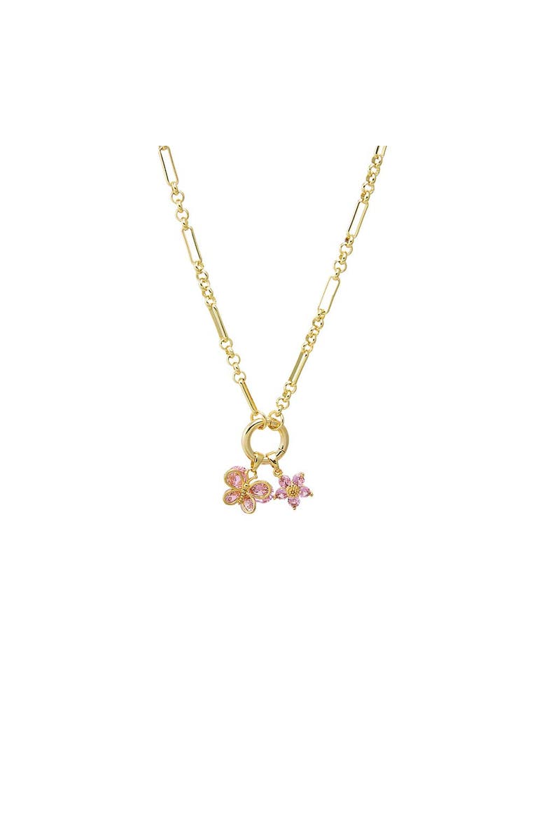 BY ADINA EDEN Pink Blossom Charm Multi Chain Clicker Toggle Necklace, Main, color, Pink