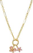 BY ADINA EDEN Pink Blossom Charm Multi Chain Clicker Toggle Necklace