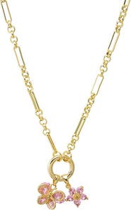 BY ADINA EDEN Pink Blossom Charm Multi Chain Clicker Toggle Necklace
