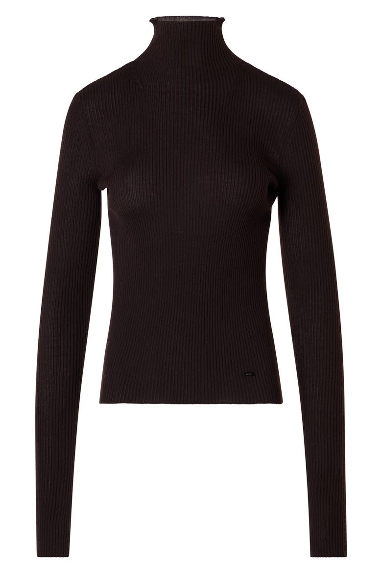 Cashmere & Silk Rib Funnel Neck Sweater, Alternate, color, COFFEE