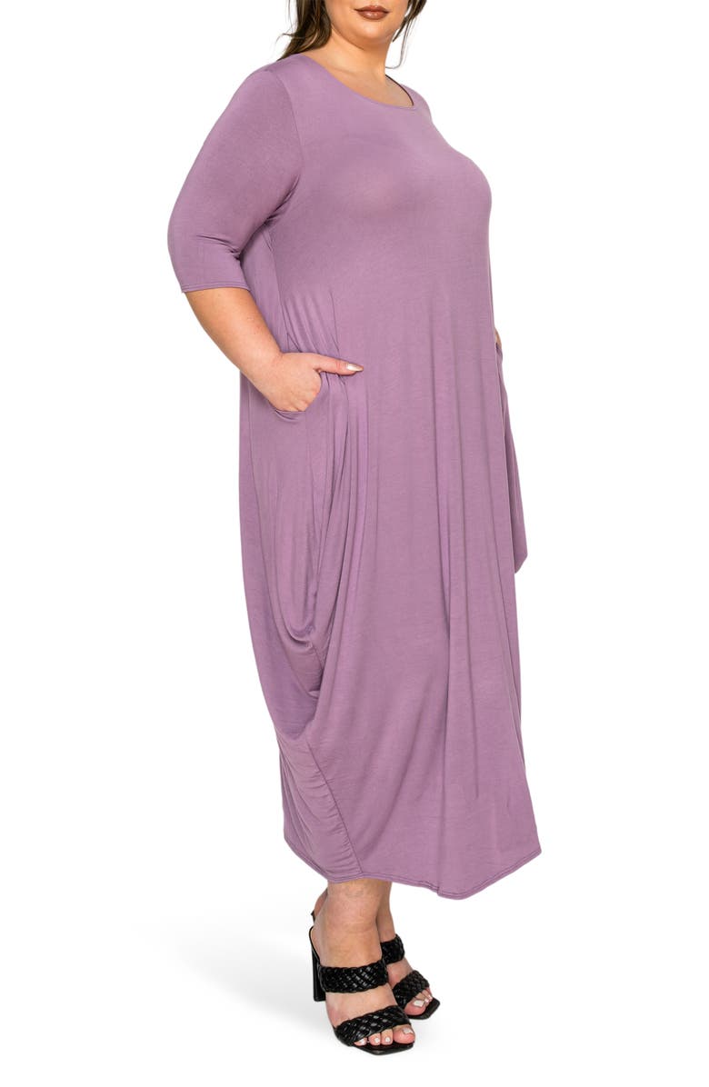 L I V D Evelyn Bubble Hem Jersey Midi Dress, Alternate, color, Lavender Dusty