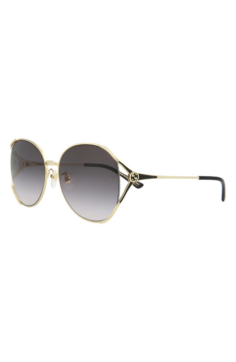 Gucci 59mm Round Sunglasses, Alternate, color, Gold Gold Grey
