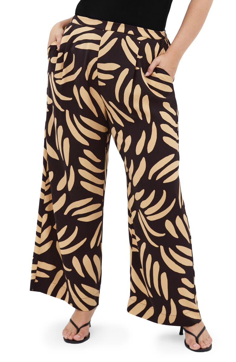 City Chic Aspyn Straight Leg Pants, Main, color, Blk/ Taupe