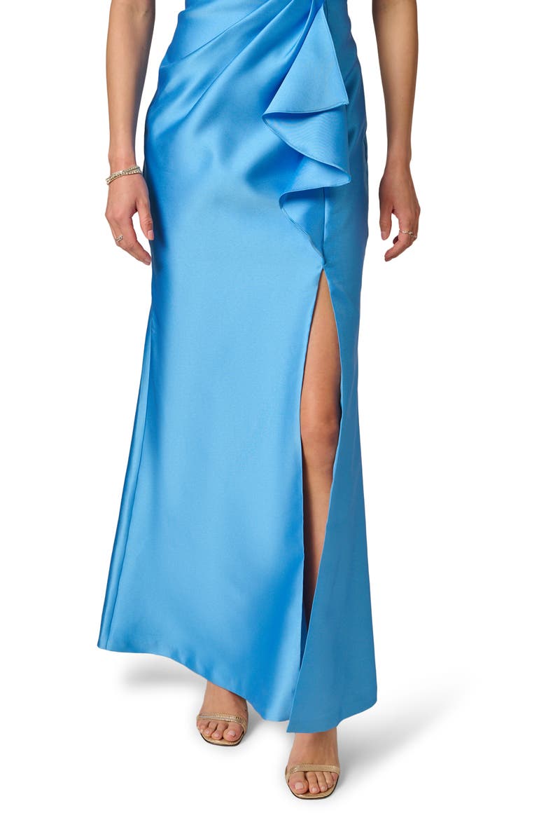 One-Shoulder Mikado Gown, Alternate, color, COOL CLOUD