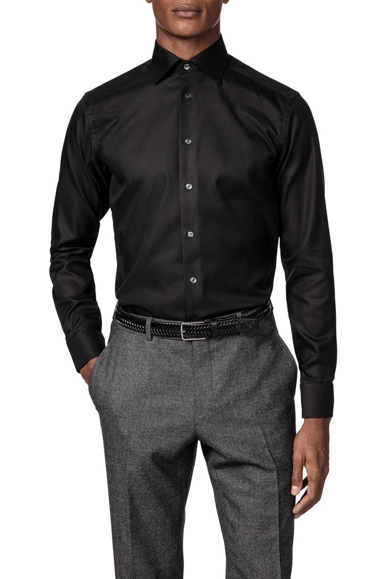 Contemporary Fit Solid Dress Shirt, Main, color, BLACK