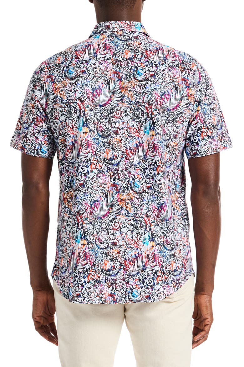 Alan Short Sleeve Stretch Cotton Button-Up Shirt, Alternate, color, BLUE