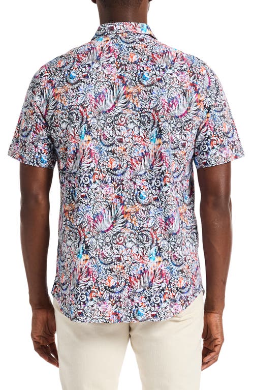 Shop Robert Graham Alan Short Sleeve Stretch Cotton Button-up Shirt In Blue