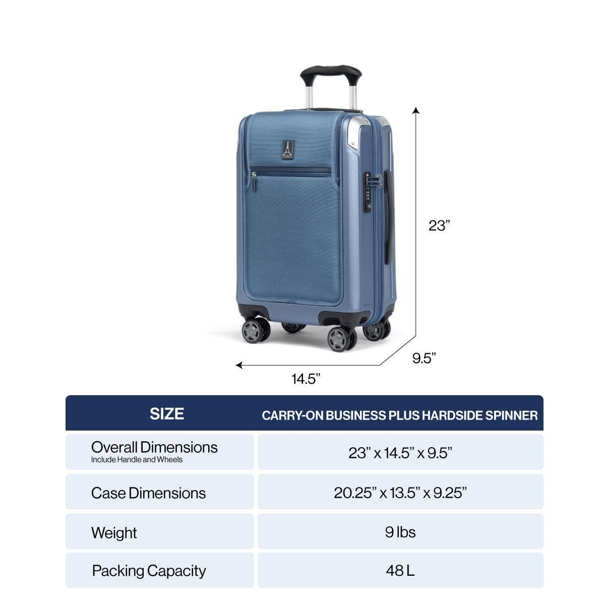 TRAVELPRO Platinum Elite Hardside Expandable Carry-on with Laptop Pocket 21-Inch Spinner, Alternate, color, Shadow Black