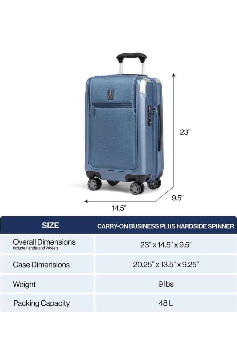TRAVELPRO Platinum Elite Hardside Expandable Carry-on with Laptop Pocket 21-Inch Spinner, Alternate, color, Shadow Black