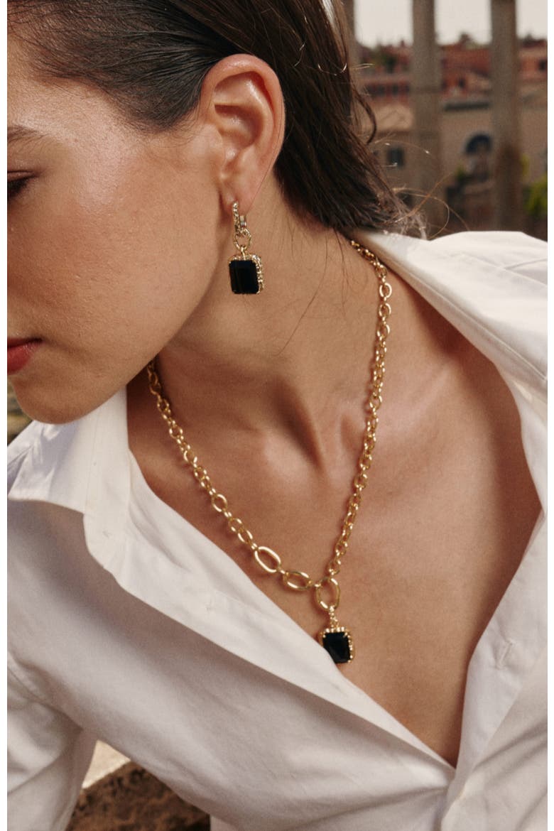 Lava Earrings, Alternate, color, Gold & Black