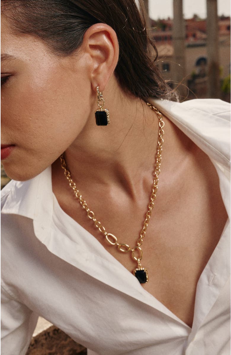 RETRO CHIC Lava Earrings, Alternate, color, Gold & Black