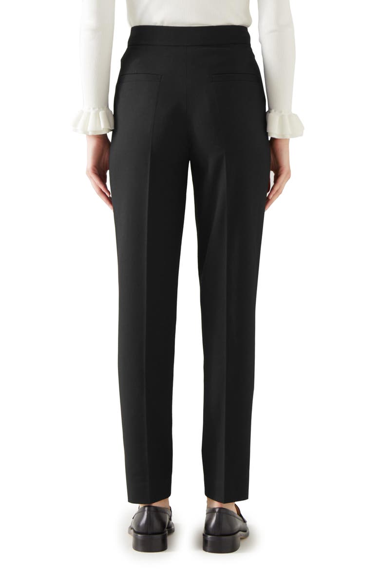 Lilly Pleated Tapered Crepe Pants, Alternate, color, BLACK