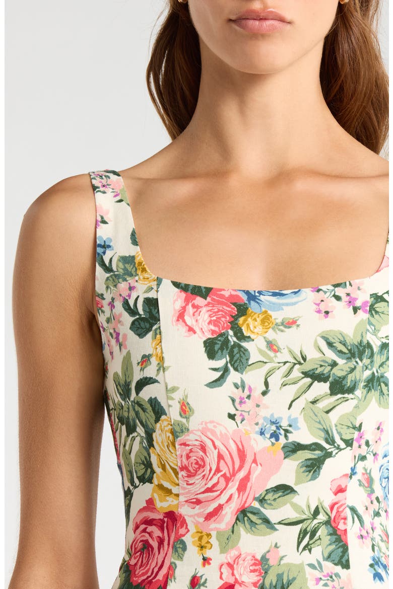 Rosemary Floral Linen Blend Minidress, Alternate, color, IVORY ROSES