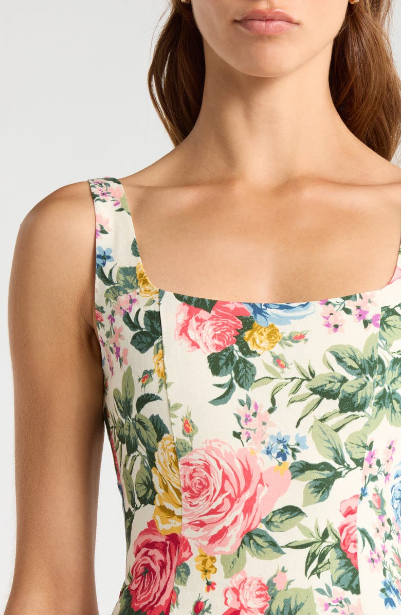 WAYF Rosemary Floral Linen Blend Minidress, Alternate, color, Ivory Roses