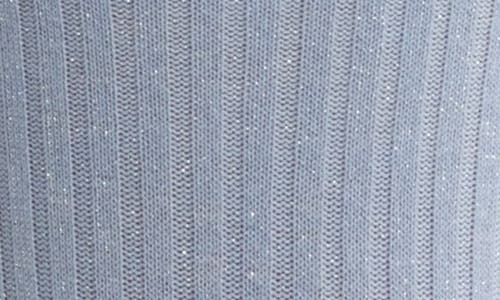 Oroblu Brilliant Metallic Rib Crew Socks In Sky