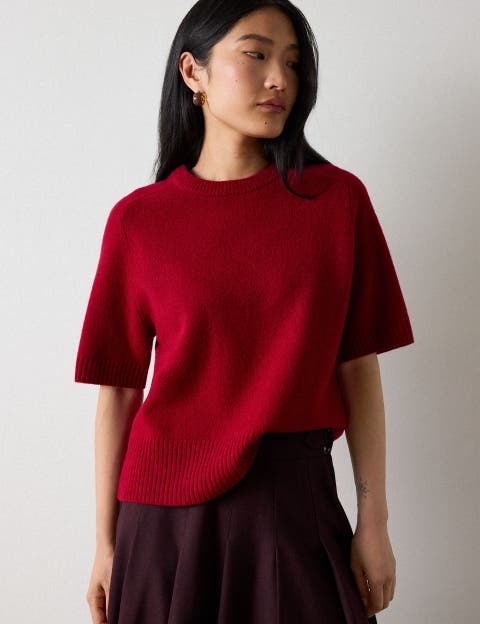Wool Short Sleeve Knitted Sweater