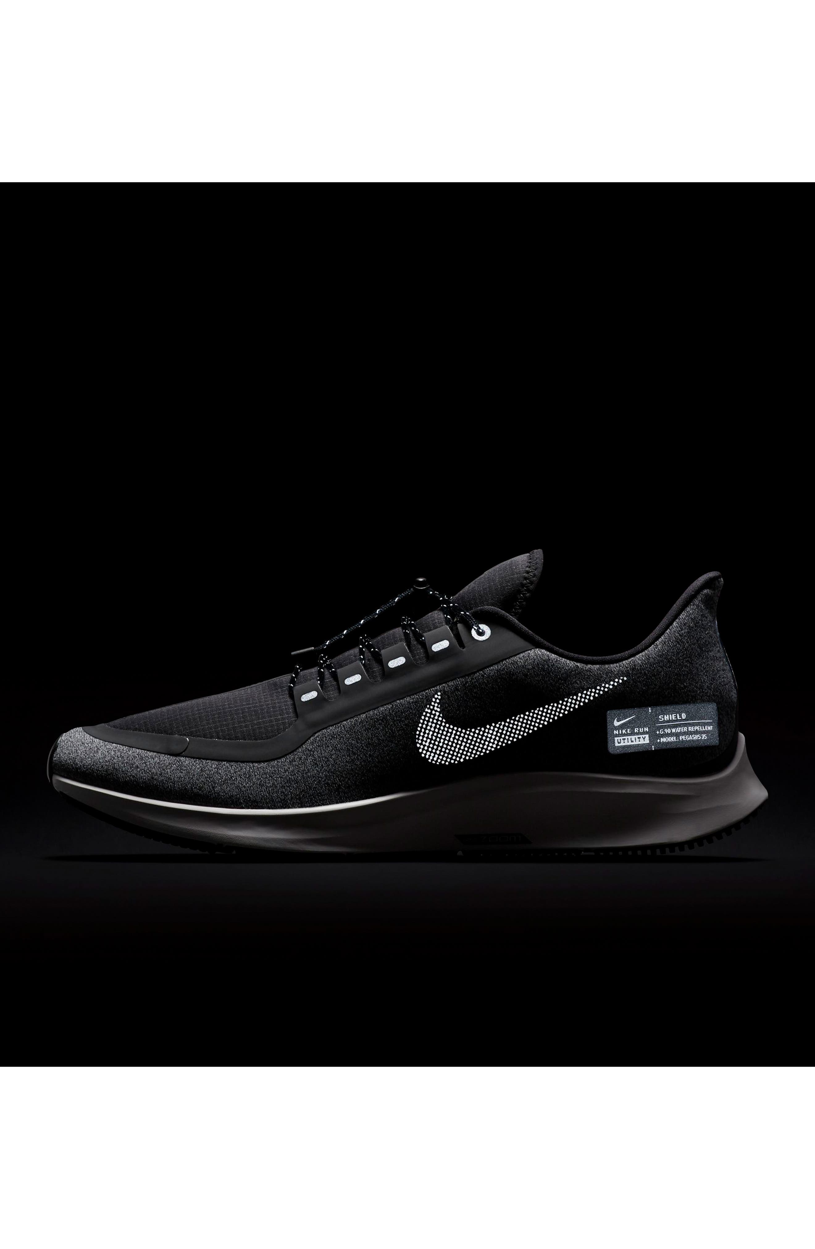 Air Zoom Pegasus 35 Shield Water Repellent Running Shoe, Alternate, color, BLACK/ WHITE/ COOL GREY