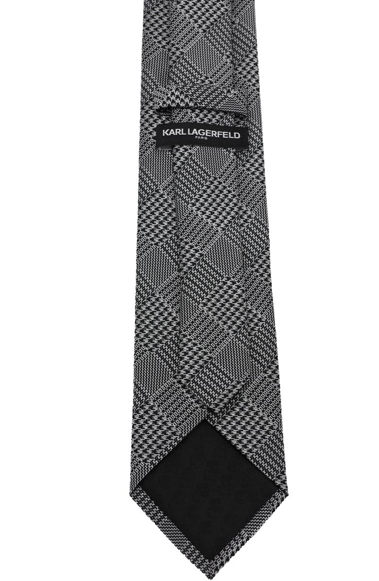 KARL LAGERFELD PARIS Plaid Print Tie, Alternate, color, Black/ Charcoal