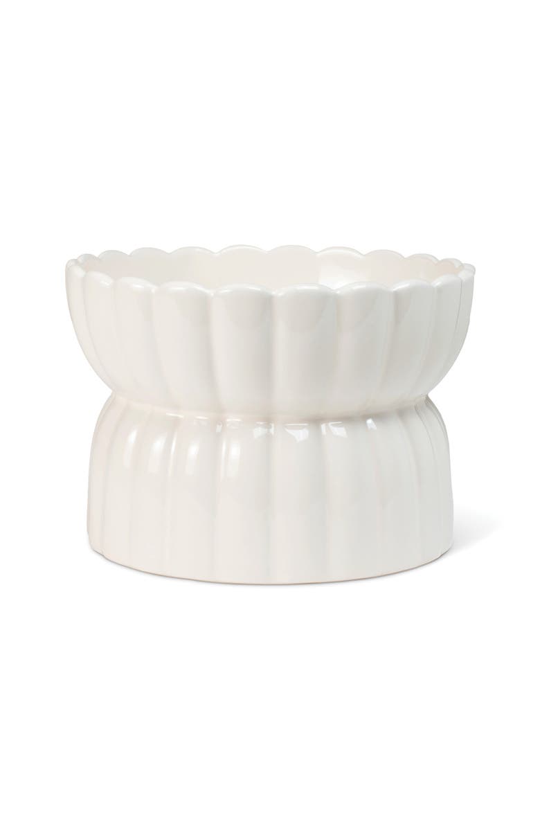 Fringe Studio Scallop Raised Medium Pet Bowl, Main, color, Ivory