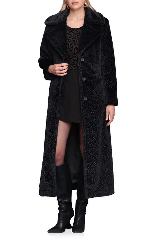 Avec Les Filles Faux Shearling Maxi Coat in Black 