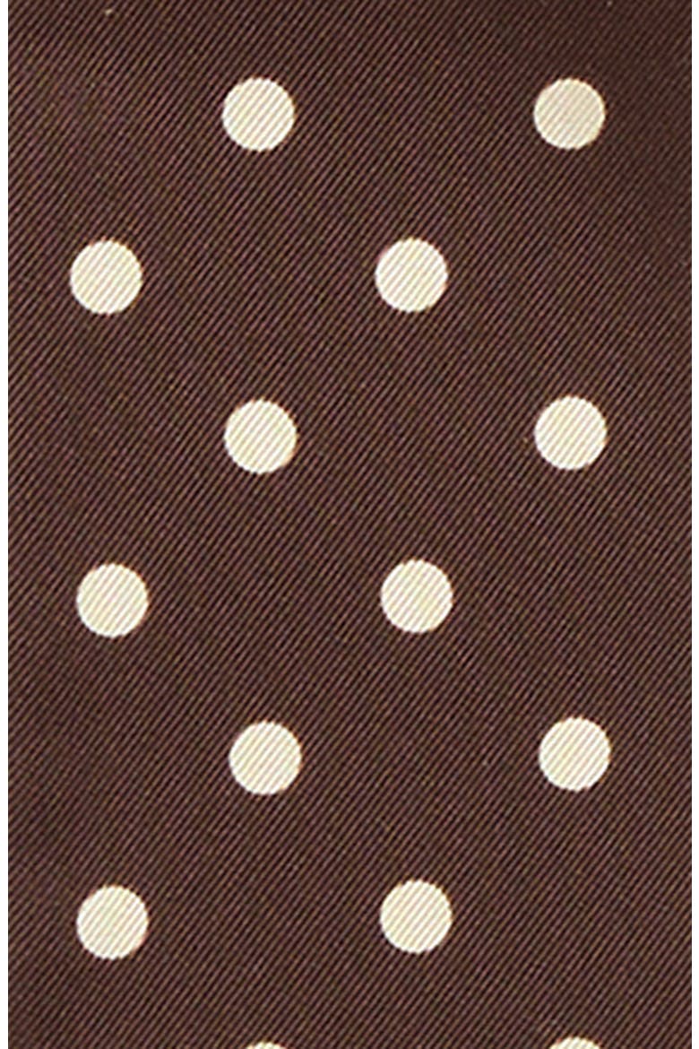 Polka Dot Reversible Silk Twill Skinny Scarf, Alternate, color, CHOCOLATE