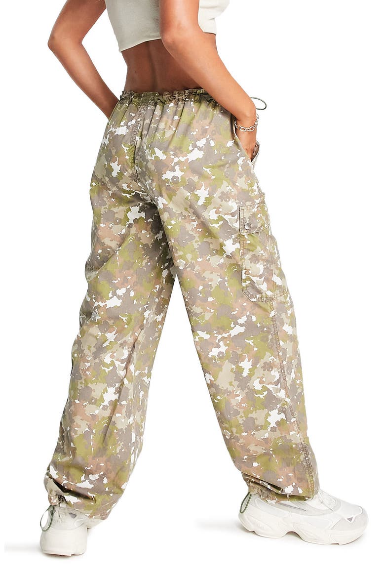Camouflage Print Cotton Parachute Pants, Alternate, color, MULTI
