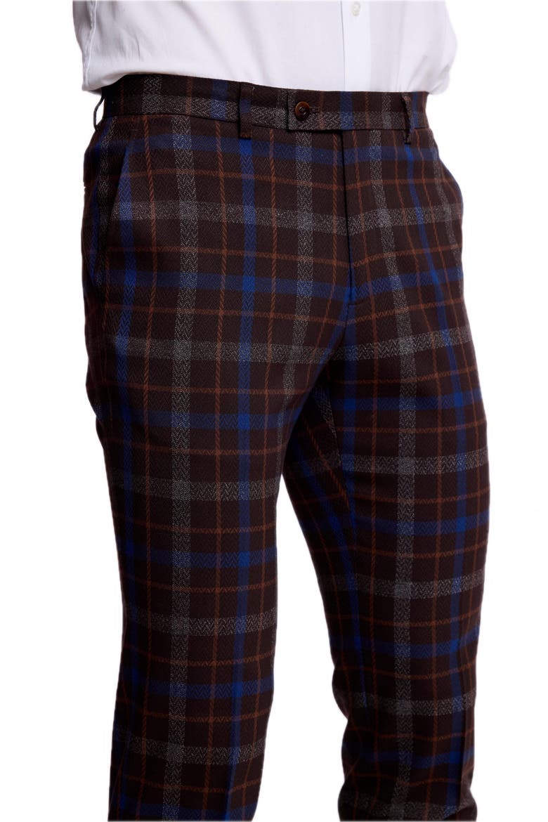 Downing Slim Fit Pants, Alternate, color, CHOCOLATE ROYAL RUST CHECK