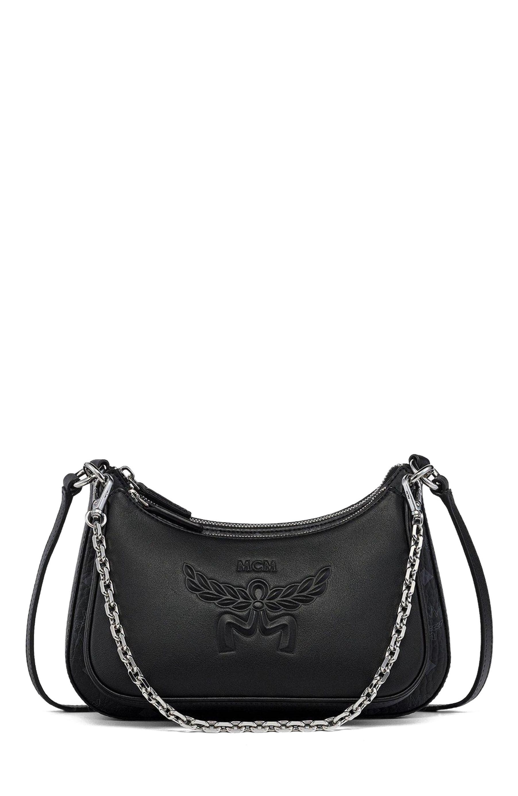 MCM Aren Duo Hobo in Visetos, Main, color, Black