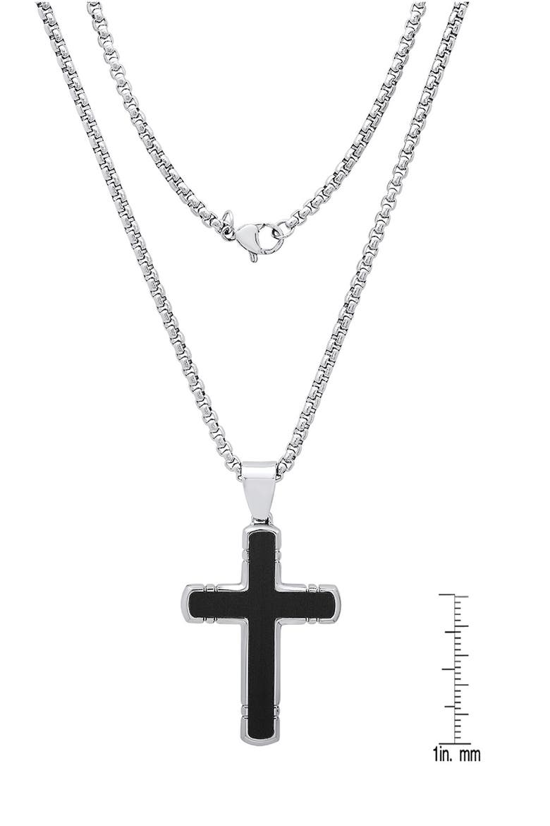 Men's Onyx Cross Pendant Necklace, Alternate, color, SILVER/ BLACK