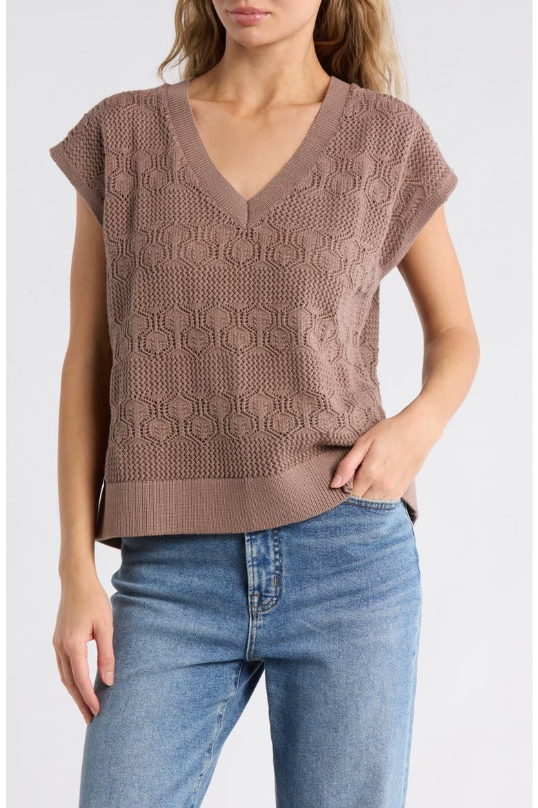 Honore Short Sleeve Sweater, Main, color, WICKER BEIGE