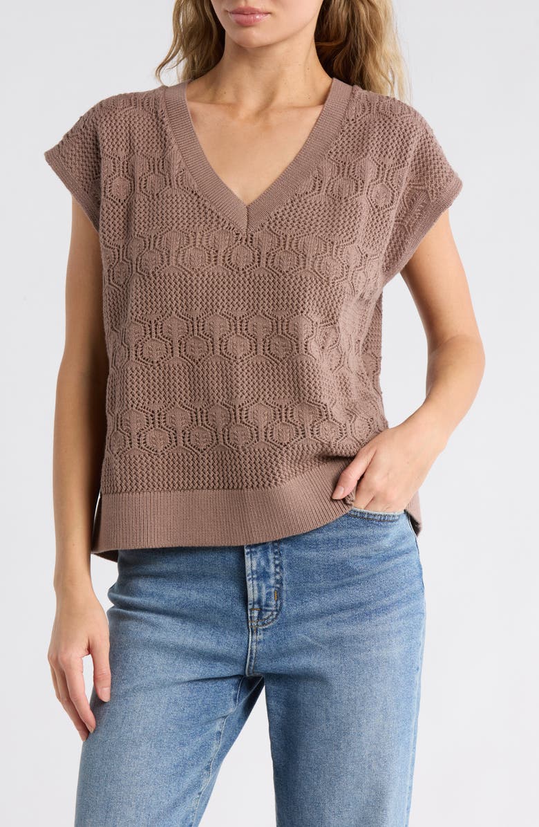 Splendid Honore Short Sleeve Sweater, Main, color, Wicker Beige