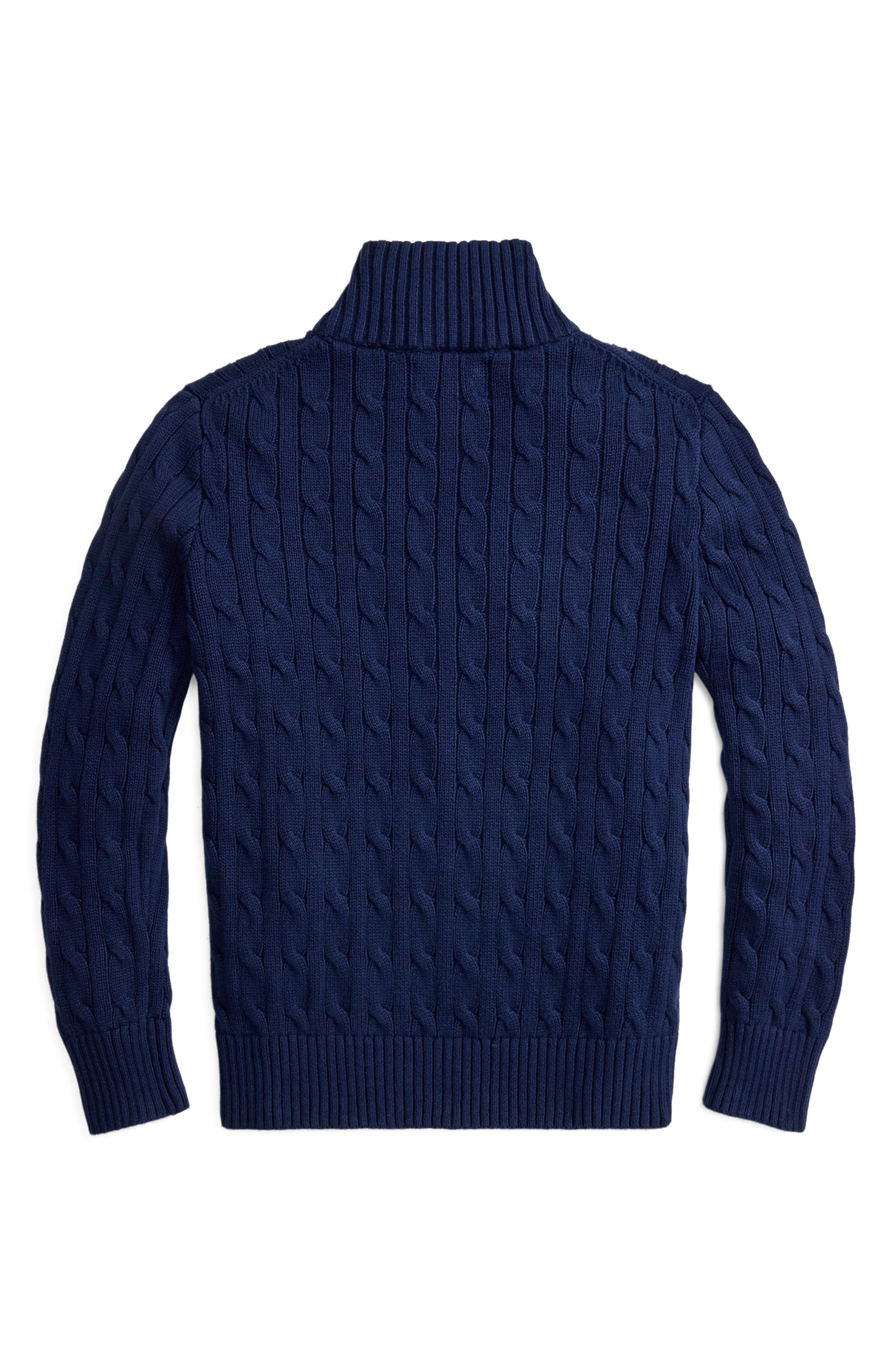Polo Ralph Lauren Kids' Polo Bear Cable Cotton Full Zip Sweater