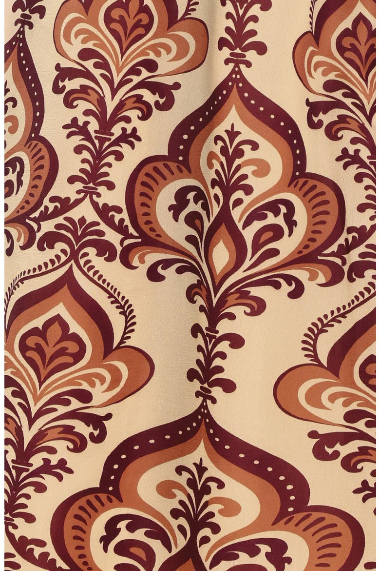 Damask Print Sleeveless Fit & Flare Midi Dress, Alternate, color, TAUPE
