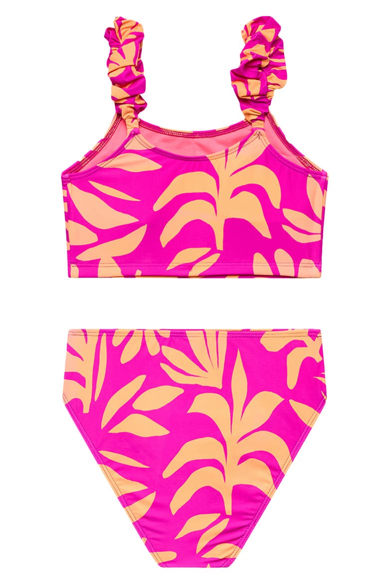 Kids' Puff Strap Two-Piece Swimsuit, Alternate, color, CYBER PINK