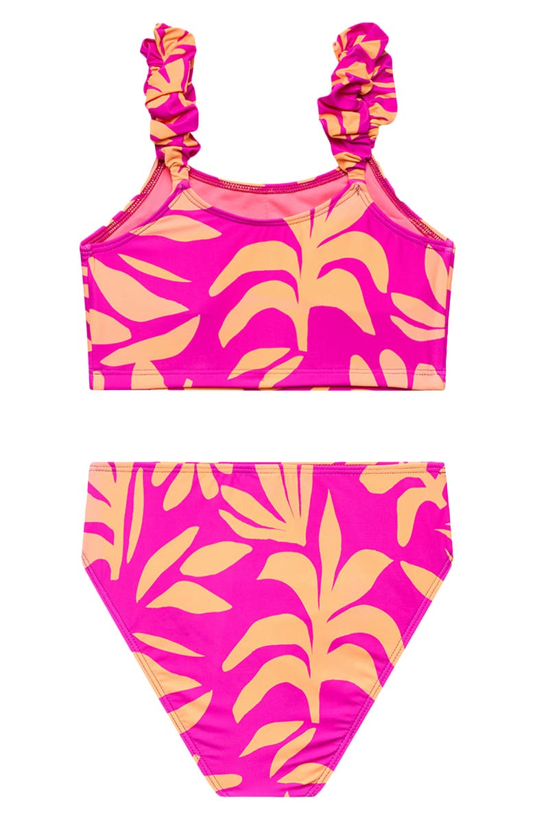 Beach Lingo Kids' Puff Strap Two-Piece Swimsuit, Alternate, color, Cyber Pink