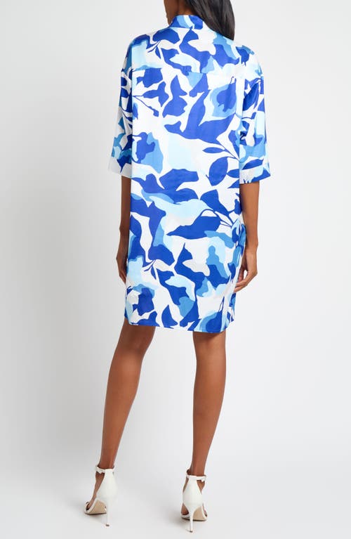 Ming Wang Floral Print Crêpe De Chine Dress In Multi