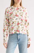 CeCe Floral Long Sleeve Crewneck Sweater