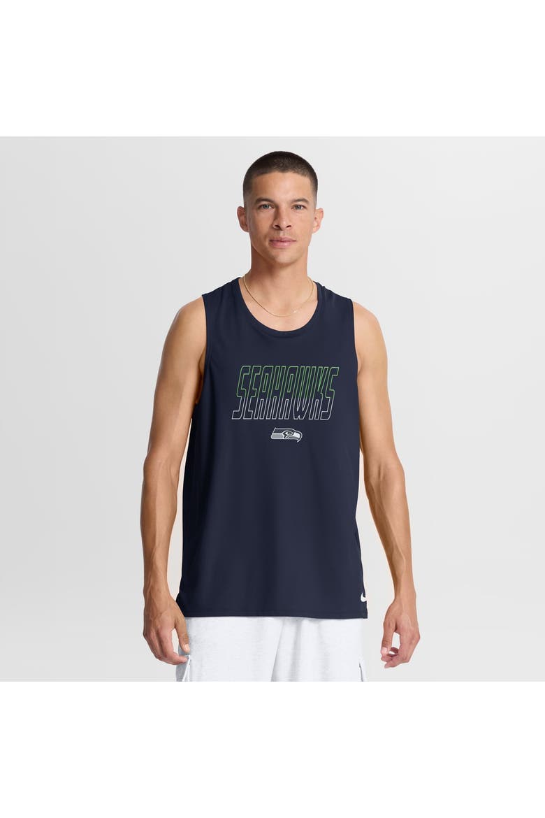 Men's Nike College Navy Seattle Seahawks Kickoff Miler Dri-FIT Tank​ Top, Main, color, College Navy