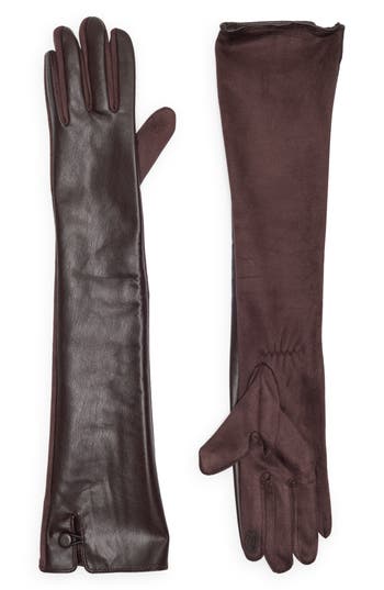 Bcbg Faux Leather Gloves In Brown