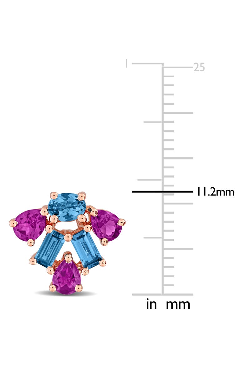 London Blue Topaz & Rhodolite Garnet Stud Earrings, Alternate, color, PURPLE MULTI