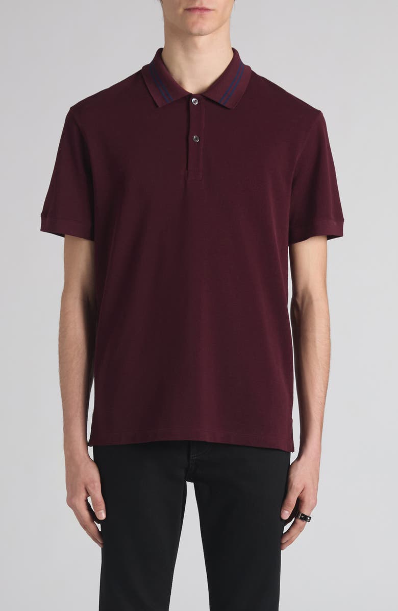 McQueen Logo Jacquard Collar Polo, Main, color, Bordeaux