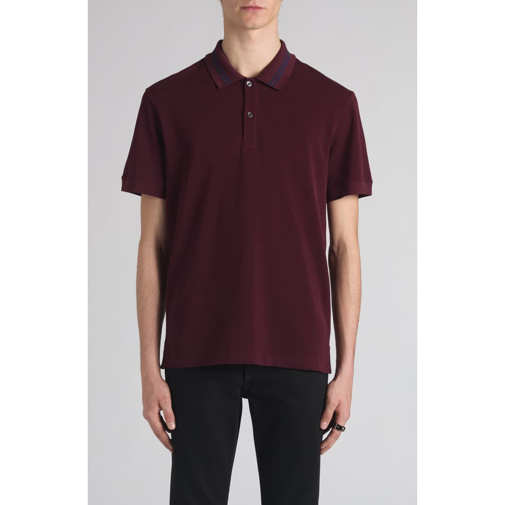 Alexander Mcqueen Men Polo Shirt With Logo On The Collar In Burgundy