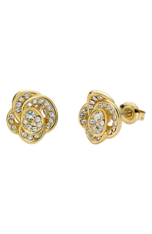 Ted Baker Florine Crystal Flower Stud Earrings In Gold Tone/clear Crystal