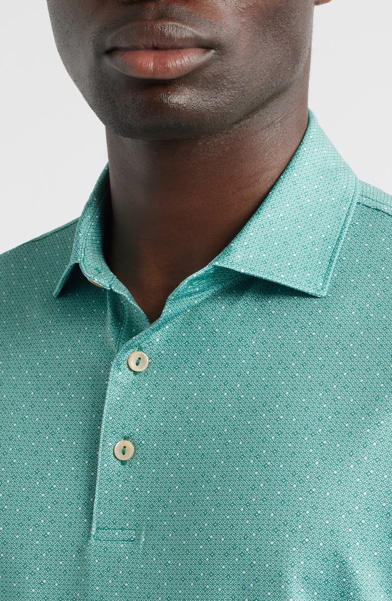 Peter Millar Dashwood Microprint Performance Jersey Polo, Alternate, color, Snow Pea