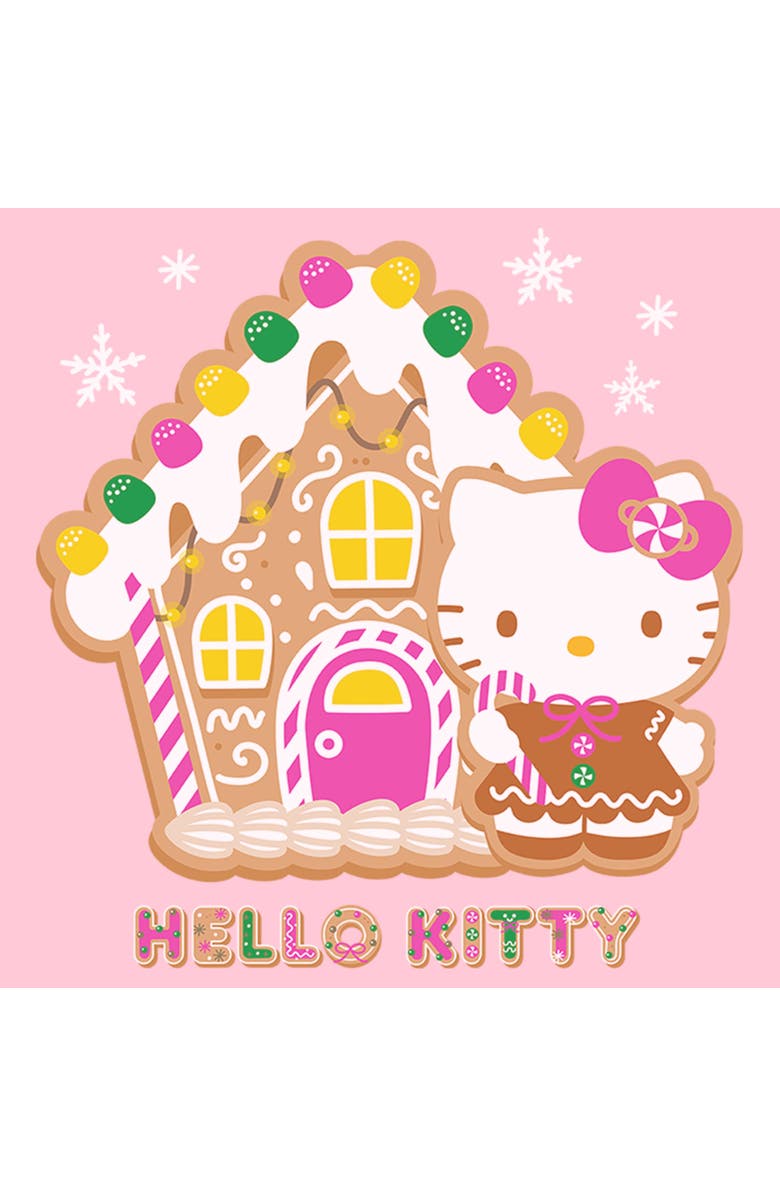 Hello Kitty Girl's Hello Kitty Gingerbread House and Kitty  Graphic T-Shirt, Alternate, color, Light Pink
