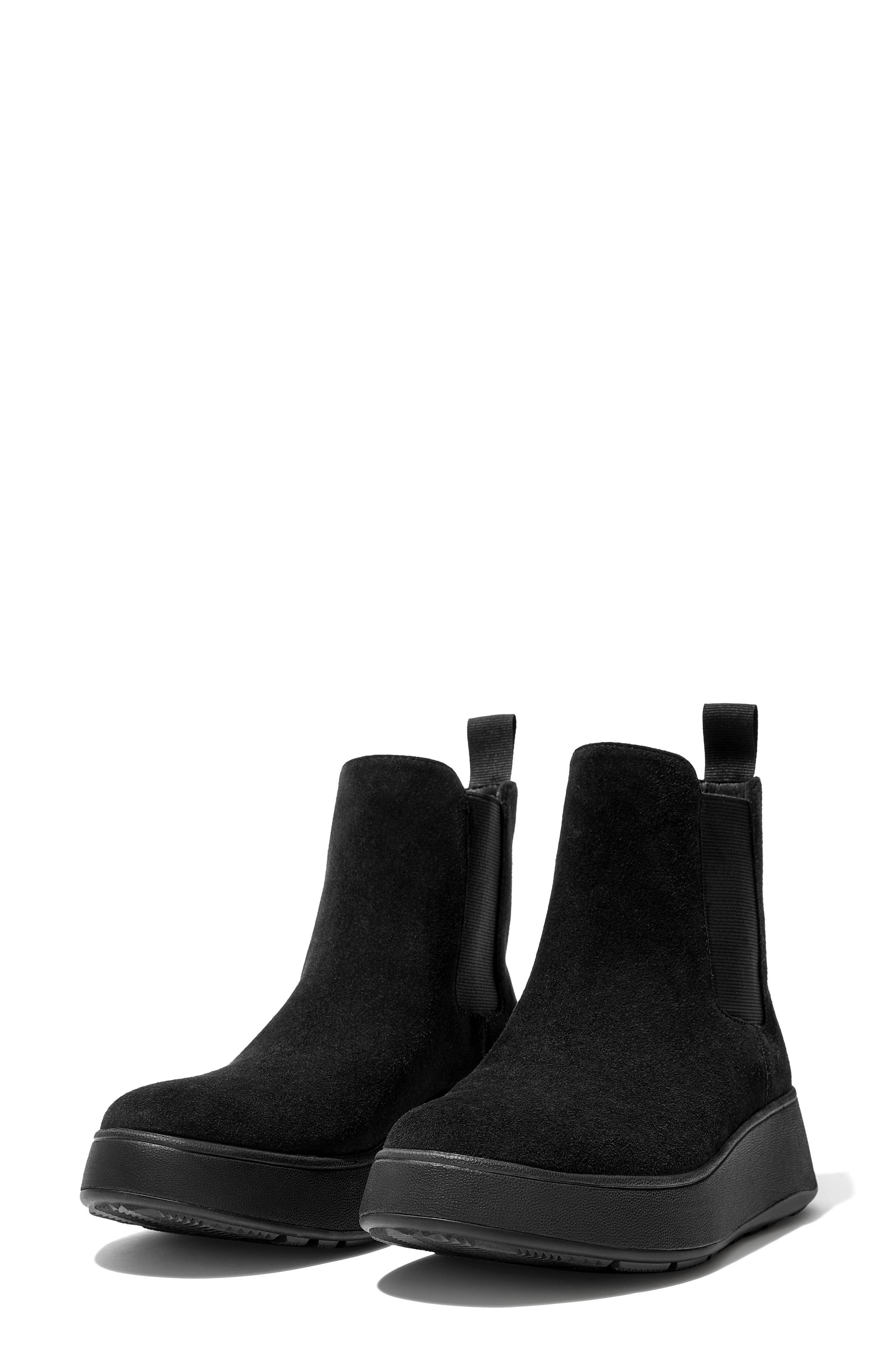 FitFlop F-Mode Platform Chelsea Boot, Alternate, color, All Black