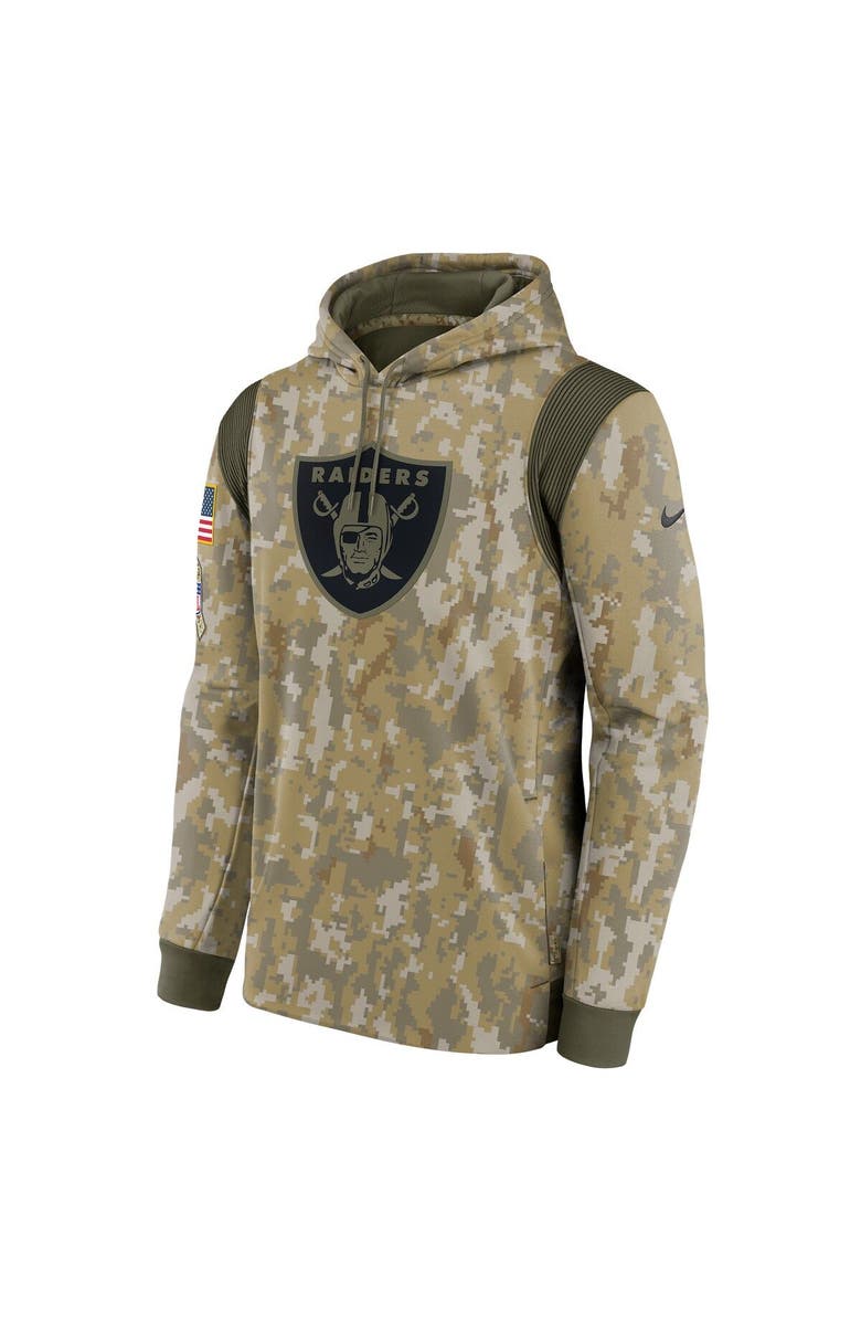 Nike Men's Nike Camo Las Vegas Raiders 2021 Salute To Service Therma Performance Pullover Hoodie, Alternate, color, 