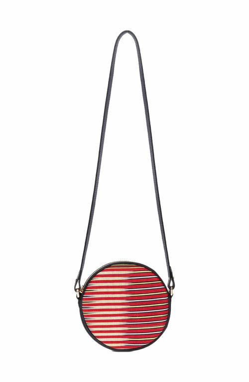 K'Ai & Vrosi Genuine Leather & Striped Fabric Pattern Crossbody Bag in Black at Nordstrom, Size Small